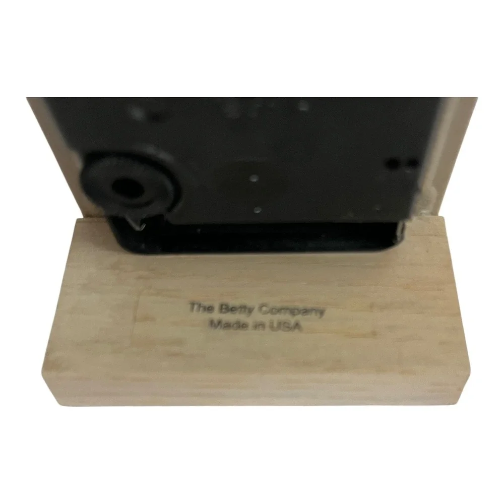 The‎ Betty Company Morning Glory Floral Ceramic Tile Desk Clock Wood Base USA
